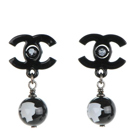 black enamel chanel earrings